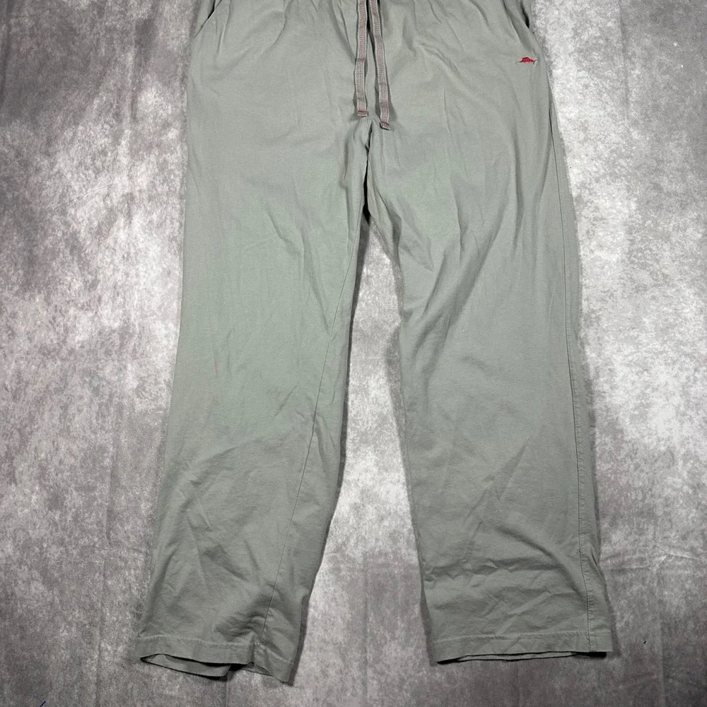 Tommy Bahama Mens Gray Cotton Lounge Pants Large Drawstring Marl Logo Athleisure